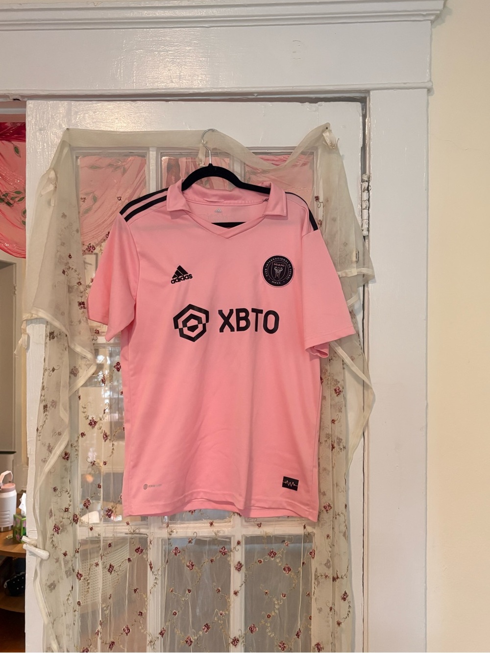 adidas Pink Men's Messi Soccer Jersey with XBTO Logo